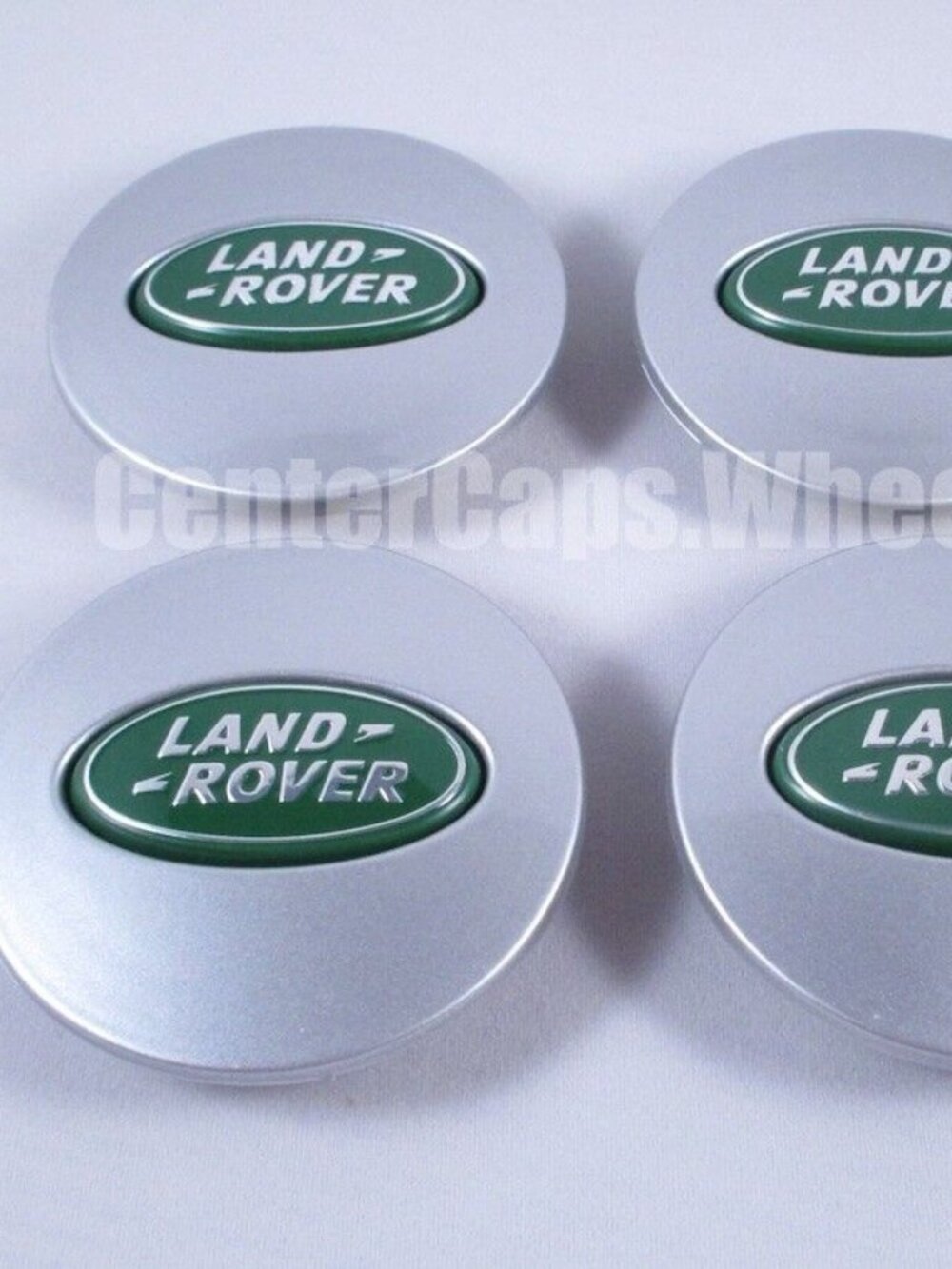 Brand New 4 pcs Land Rover  Green Silver CHROME Wheel Center Caps 63mm E…